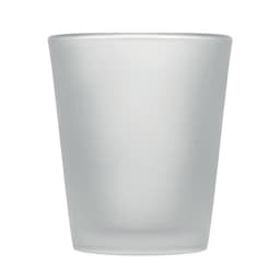 A frosted glass cup in a tapered design, featuring a smooth, matte finish and no visible branding.