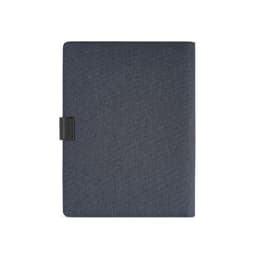 A dark blue folder with a textured fabric finish and a black closure. Features an internal notepad.