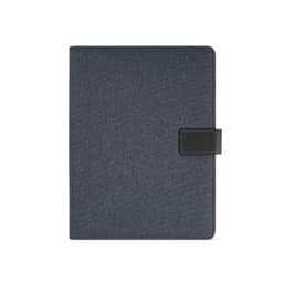 A navy A4 folder with a textured finish, featuring a black rPU closure and an internal notepad.