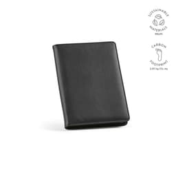A black A5 folder with a zipper closure and an FSC® sheet notepad inside. Features a logo.