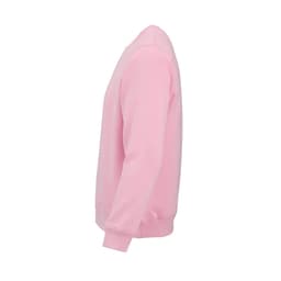A pink Waikiki unisex crew neck sweatshirt made from organic cotton and rPET, featuring a logo.