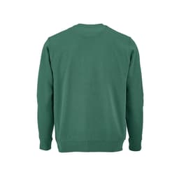 A green French terry crew neck sweatshirt made from 100% organic cotton, featuring a plain back and standard fit.