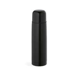 A drink bottle in sleek black, featuring a slim design and a secure lid for easy portability.