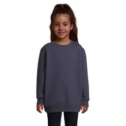 A sweatshirt for kids in dark grey, featuring a simple design and a relaxed fit. Suitable for casual wear.