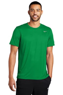 A green Nike Team rLegend Tee displayed on a male model, featuring a logo on the chest.