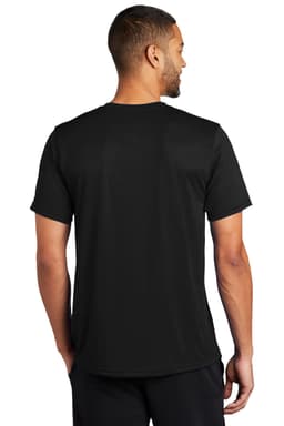 A black Nike Team rLegend Tee with short sleeves, featuring a logo. The model is viewed from the back.