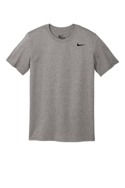 A grey Nike Team rLegend Tee featuring a logo on the upper left shoulder. Casual short-sleeved t-shirt design.