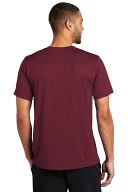 A maroon Nike Team rLegend Tee featuring a logo, displayed from the back with short sleeves.