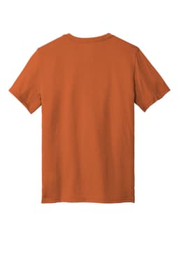 An orange t-shirt with a classic crew neck and short sleeves, featuring a logo on the back.
