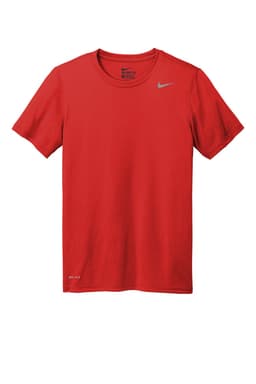 A red Nike Team rLegend Tee T-shirt featuring a simple design and a logo.