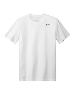 White Nike Team rLegend Tee with a short sleeve design and a branded logo.
