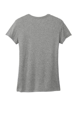 A grey women's T-shirt with short sleeves. The design features a plain back and a logo.