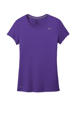 A purple Nike ladies' T-shirt featuring a fitted design and a small logo on the front.