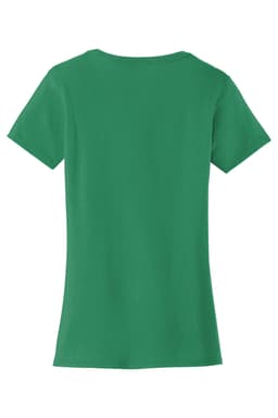 A green ladies t-shirt featuring a fitted design and short sleeves, with a visible branding logo.