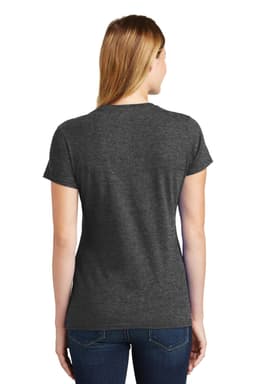 A grey ladies' t-shirt with a fitted design, featuring a logo on the back.