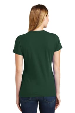 A green ladies' t-shirt featuring a crew neck and short sleeves. The back view shows a simple design and no visible logos.