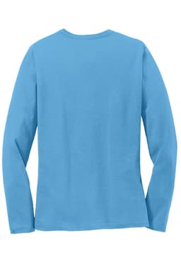 A long sleeve, crew neck t-shirt in a vibrant blue colour. Features a logo on the back.
