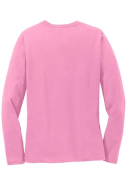 A long sleeve cotton tee in a vibrant pink colour, featuring a plain back design.