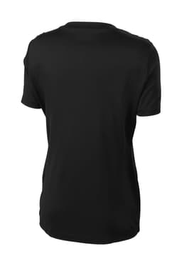 A black Sport-Tek Ladies PosiCharge Competitor Tee with a standard t-shirt design and branding on the back.