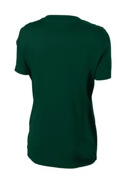 A green Sport-Tek Ladies PosiCharge Competitor Tee with a round neckline and short sleeves, featuring a logo on the back.