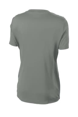 A grey Sport-Tek Ladies PosiCharge Competitor Tee with a crew neckline and short sleeves, featuring a logo.