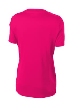 A vibrant pink Sport-Tek Ladies PosiCharge Competitor Tee featuring a back view and a plain design.