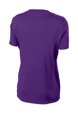 A purple Sport-Tek Ladies PosiCharge Competitor Tee with a simple round neck and short sleeves. Features a logo.