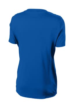 A blue Sport-Tek Ladies PosiCharge Competitor Tee featuring a smooth back design and a logo.