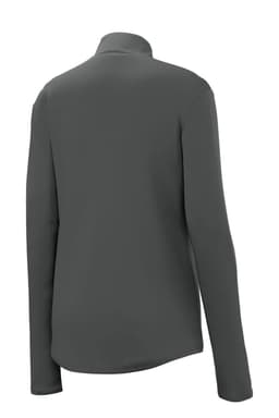 A grey Sport-Tek Ladies PosiCharge Competitor 1/4-Zip Pullover with a back view, featuring long sleeves and a collar.