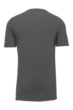 A dark green Nike Dri-FIT Cotton/Poly Tee, featuring short sleeves and a logo. The image shows the back view of the shirt.