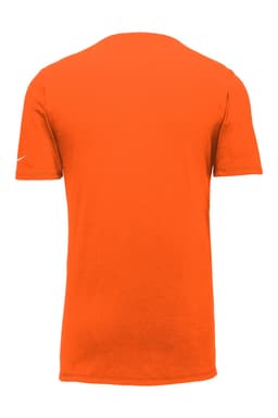 An orange Nike Dri-FIT cotton/polyester t-shirt featuring a logo. The design is simple with short sleeves.