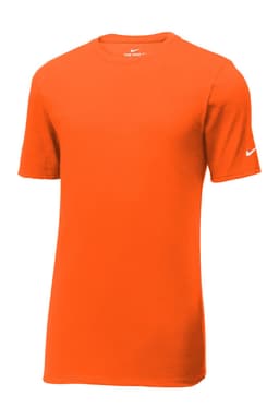 An orange Nike Dri-FIT cotton/polyester t-shirt with a small logo on the sleeve.