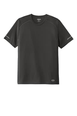 A black OGIO ENDURANCE Level Mesh Tee, featuring short sleeves and a logo. Made from breathable fabric.