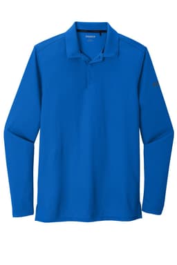 A long-sleeve shirt in vibrant blue, featuring a logo on the sleeve. Suitable for casual or sporty wear.