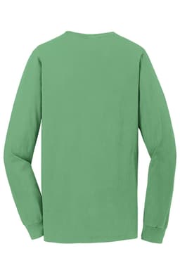 A green long sleeve tee featuring a plain back design and fitted sleeves, ideal for casual wear.