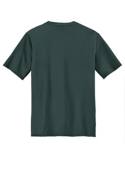 A dark green Port & Company Performance Tee with short sleeves and a plain back.