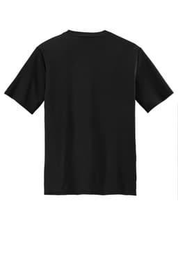 A black Port & Company Performance Tee featuring short sleeves and a simple design on the back.