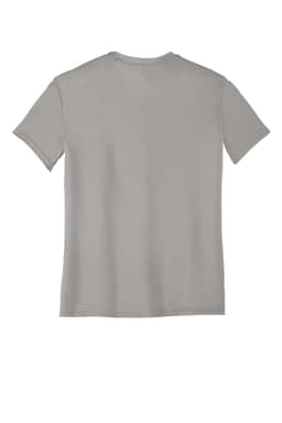 A grey youth performance tee with a smooth finish and short sleeves. The back is plain with no visible design.