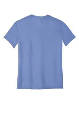 A light blue youth performance tee featuring short sleeves and a simple design. It has a logo on it.