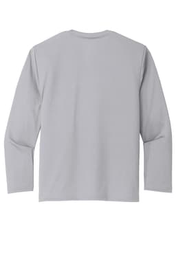A light grey long sleeve performance tee with a plain back and no visible design or logo.