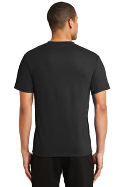 A black Port & Company Performance Blend Tee, featuring a simple design and no visible text or logos on the back.