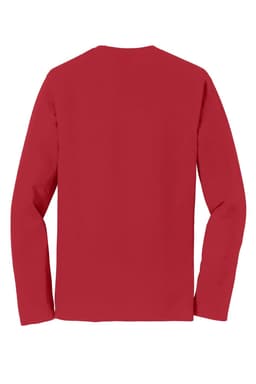 A long sleeve t-shirt in red, featuring a simple design and no visible logos or branding.