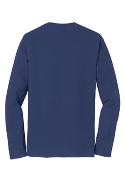 A navy long sleeve t-shirt featuring a smooth back design and a logo. Ideal for casual wear.