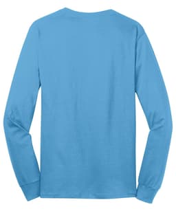 A long sleeve tee in a solid light blue colour, featuring a back view with no visible graphics or designs.