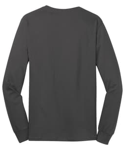 A dark grey long sleeve cotton tee with a plain back and no visible branding or text.