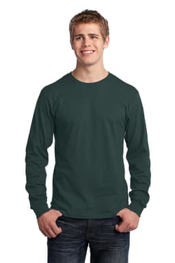 A long sleeve cotton tee in dark green, featuring a classic fit and logo detail.