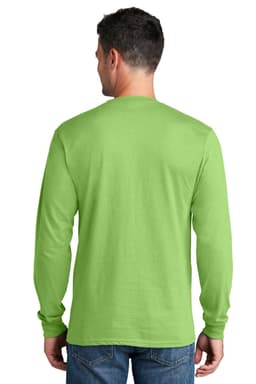 A long sleeve t-shirt in a vibrant green colour, featuring a plain back and a fitted style.