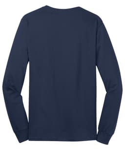 A navy long sleeve cotton tee with a plain back and a logo or branding present.
