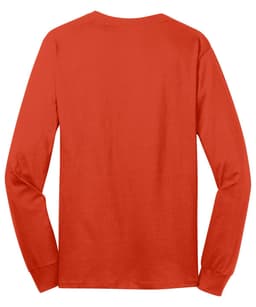 A long-sleeve t-shirt in vibrant red with a plain back and long sleeves. Features a logo.