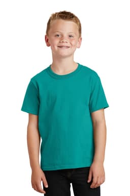 A youth t-shirt in a vibrant teal colour, featuring a classic crew neck and short sleeves.